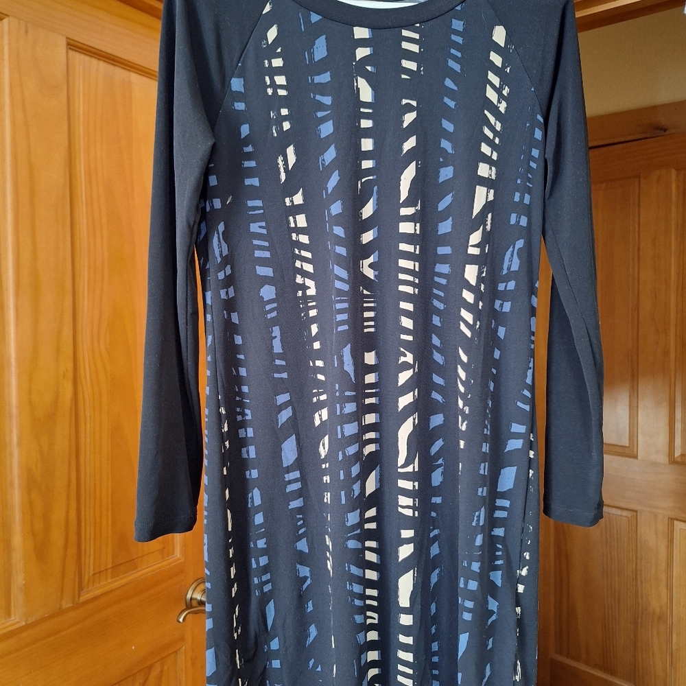 Navy and Cream Patterned Dress